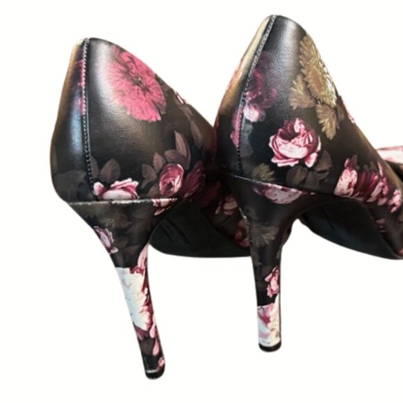 Christian Siriano | Purple Rose Floral Heels Slip On Pointed Toe Women Size 10 - Picture 3 of 6
